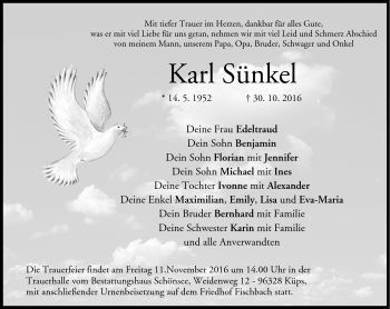 Traueranzeige von Karl Sünkel von Neue Presse Coburg