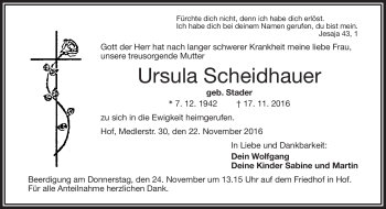 Traueranzeige von Ursula Scheidhauer von Frankenpost