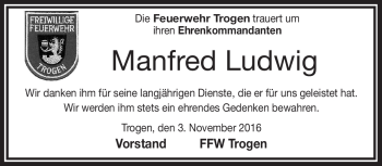 Traueranzeige von Manfred Ludwig von Frankenpost