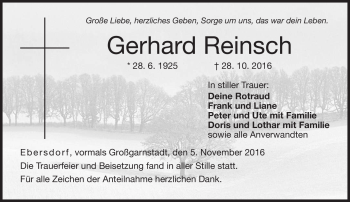 Traueranzeige von Gerhard Reinsch von Neue Presse Coburg