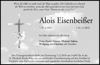 Traueranzeige von Alois Eisenbeißer von Neue Presse Coburg