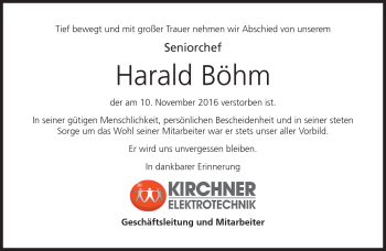 Traueranzeige von Harald Böhm von Neue Presse Coburg