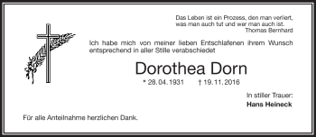 Traueranzeige von Dorothea Dorn von Frankenpost