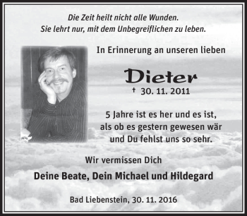 Traueranzeige von Dieter Göring von Südthüringer Presse