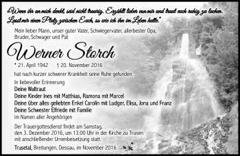 Traueranzeige von Werner Storch von Südthüringer Presse
