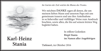 Traueranzeige von Karl-Heinz Stania von Südthüringer Presse