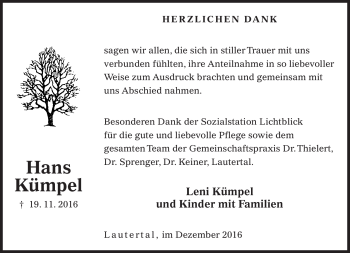 Traueranzeige von Hans Kümpel von Neue Presse Coburg