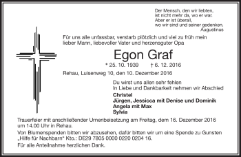 Traueranzeige von Egon Graf von Frankenpost