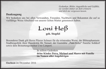 Traueranzeige von Loni Heß von Südthüringer Presse