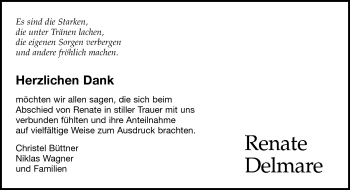 Traueranzeige von Renate Delmare von Südthüringer Presse