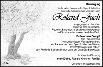 Traueranzeige von Roland Juch von Südthüringer Presse