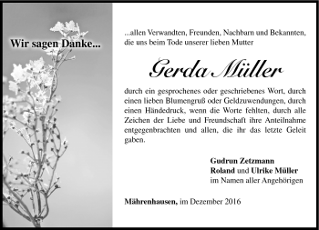 Traueranzeige von Gerda Müller von Neue Presse Coburg