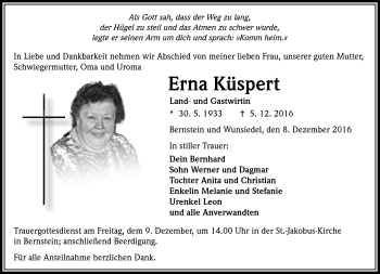 Traueranzeige von Erna Küspert von Frankenpost