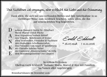 Traueranzeige von Ewald Eckhardt von Südthüringer Presse