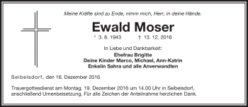 Traueranzeige von Ewald Moser von Neue Presse Coburg