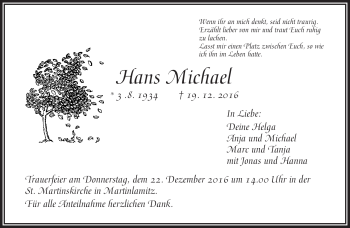 Traueranzeige von Hans Michael von Frankenpost