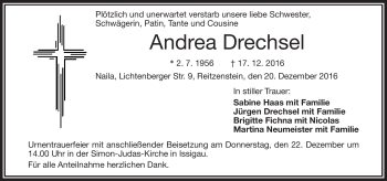 Traueranzeige von Andrea Drechsel von Frankenpost