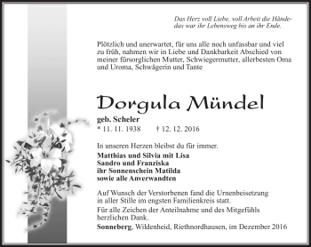 Traueranzeige von Drogula Mündel von Südthüringer Presse