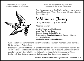Traueranzeige von Willimar Jung von Südthüringer Presse