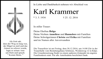 Traueranzeige von Karl Krammer von Neue Presse Coburg