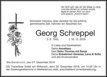 Traueranzeige von Georg Schreppel von Neue Presse Coburg