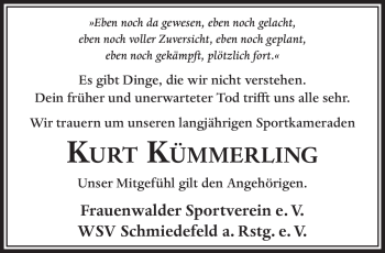 Traueranzeige von Kurt Kümmerling von Südthüringer Presse