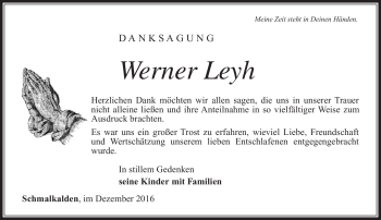 Traueranzeige von Werner Leyh von Südthüringer Presse