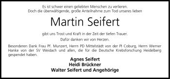 Traueranzeige von Martin Seifert von Neue Presse Coburg