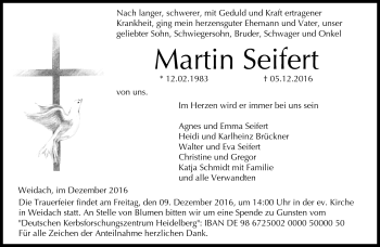 Traueranzeige von Martin Seifert von Neue Presse Coburg