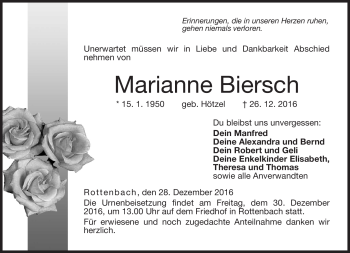 Traueranzeige von Marianne Biersch von Neue Presse Coburg