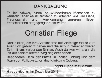 Traueranzeige von Christian Fliege von Neue Presse Coburg