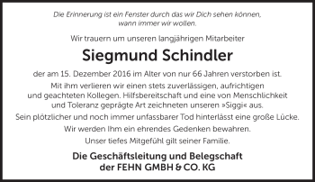 Traueranzeige von Siegmund Schindler von Neue Presse Coburg