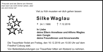 Traueranzeige von Silke Waglau von Neue Presse Coburg