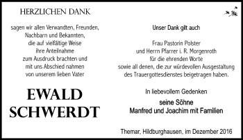 Traueranzeige von Ewald Schwerdt von Südthüringer Presse