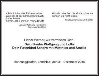 Traueranzeige von Werner Sachs von Frankenpost
