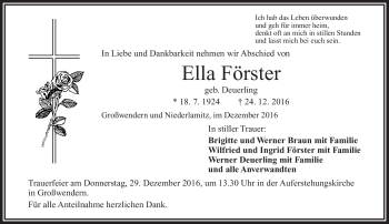Traueranzeige von Ella Förster von Frankenpost