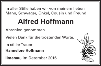 Traueranzeige von Alfred Hoffmann von Südthüringer Presse