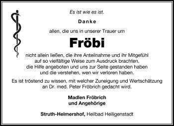 Traueranzeige von Peter Föebrich von Südthüringer Presse