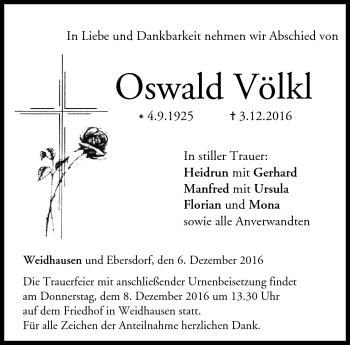 Traueranzeige von Oswald Völkl von Neue Presse Coburg