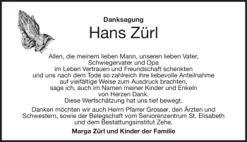 Traueranzeige von Hans Zürl von Neue Presse Coburg