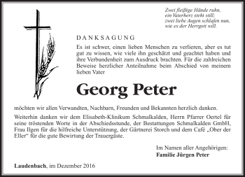 Traueranzeige von Georg Peter von Südthüringer Presse