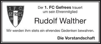 Traueranzeige von Rudolf Walther von Frankenpost