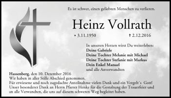 Traueranzeige von Heinz Vollrath von Neue Presse Coburg