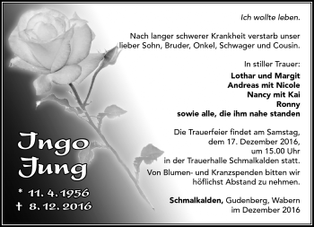 Traueranzeige von Ingo Jung von Südthüringer Presse