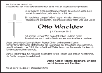 Traueranzeige von Otto Wachter von Neue Presse Coburg