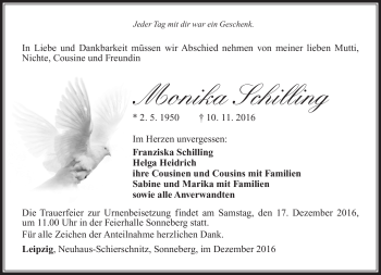 Traueranzeige von Monika Schilling von Südthüringer Presse