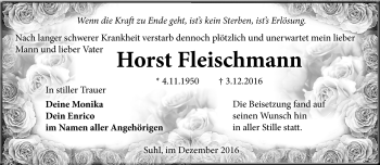 Traueranzeige von Horst Fleischmann von Südthüringer Presse