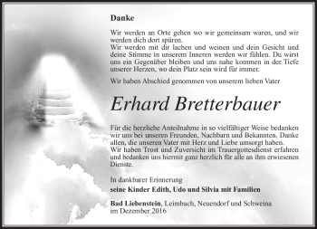 Traueranzeige von Erhard Bretterbauer von Südthüringer Presse