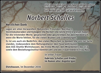 Traueranzeige von Norbert Schalles von Südthüringer Presse