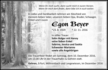 Traueranzeige von Egon Beyer von Südthüringer Presse